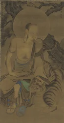Arhat Kalika (Karika Sunja), Nanbokucho-perioden, mitten av 1300-talet (bläck och färg på siden)